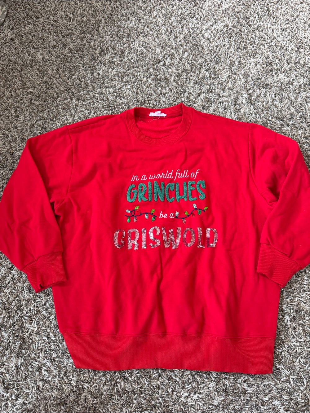 Women’s Red Holiday Crewneck Sweatshirt with Graphic